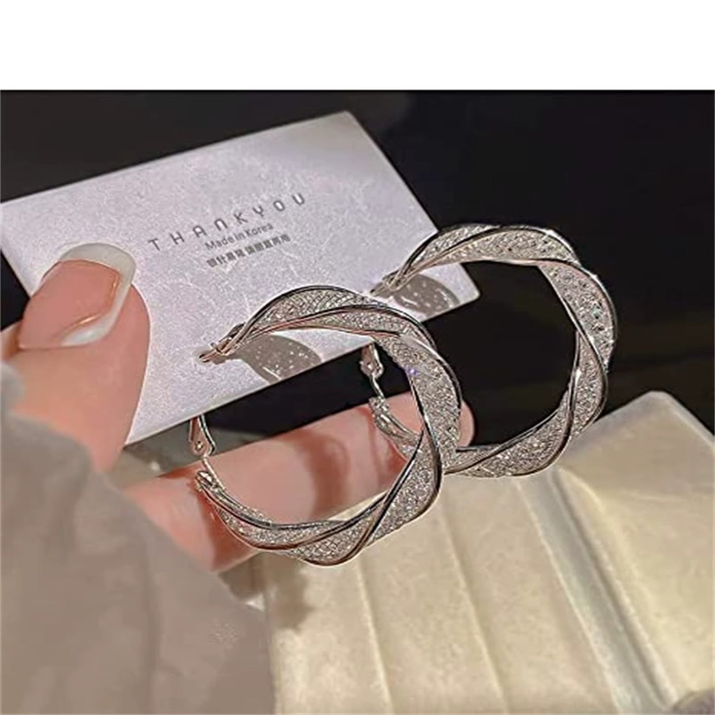 Eleganti Orecchini da donna a cerchio con strass